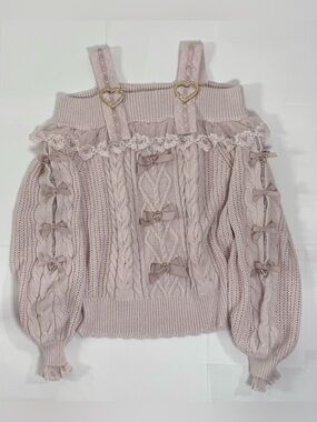 Official Liz Lisa Heart Buckle Off-the-Shoulder sweater